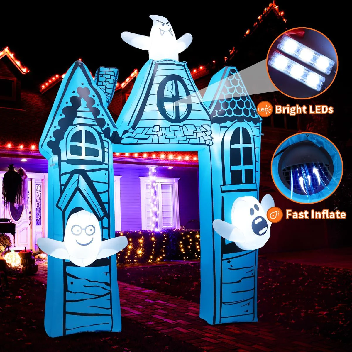 11.4ft Halloween Inflatable – Haunted House Giant Archway - Image 3