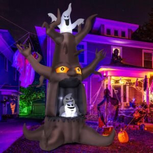 9ft Animated Halloween Inflatable Tree with Pop Up Ghost