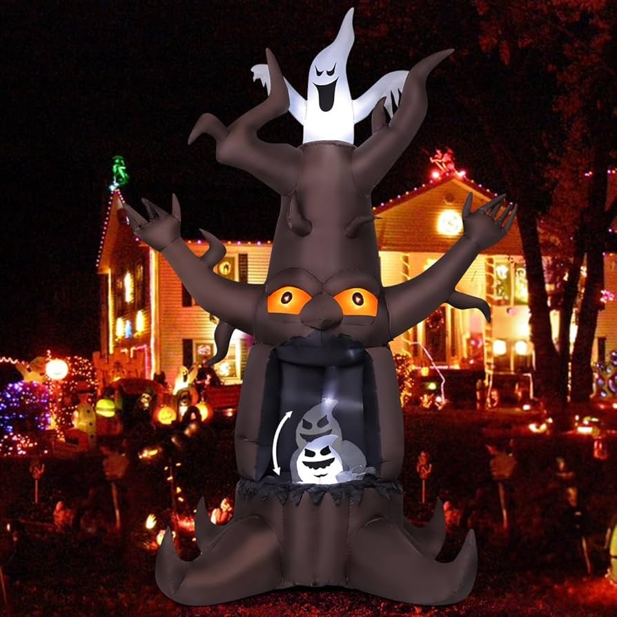 9ft Animated Halloween Inflatable Tree with Pop Up Ghost - Image 2