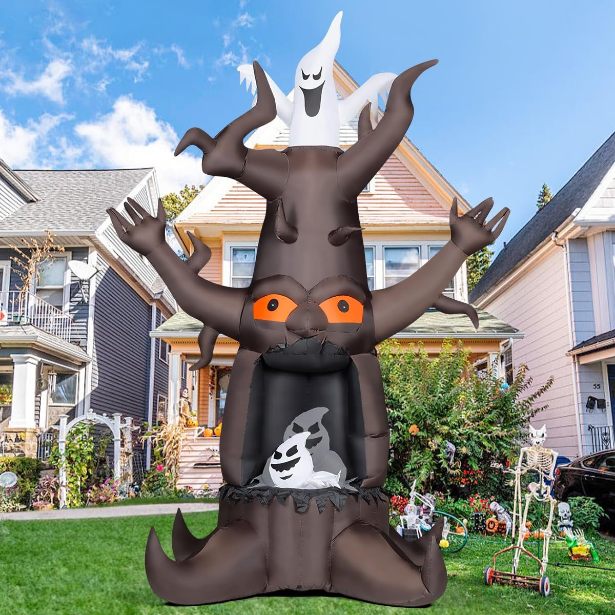 9ft Animated Halloween Inflatable Tree with Pop Up Ghost - Image 3