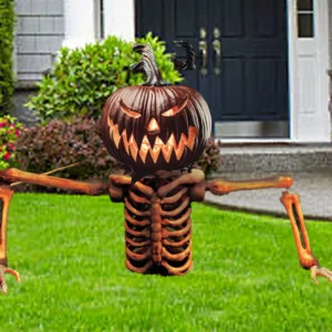 1.2m Giant Pumpkin Skeleton Grave Breaker